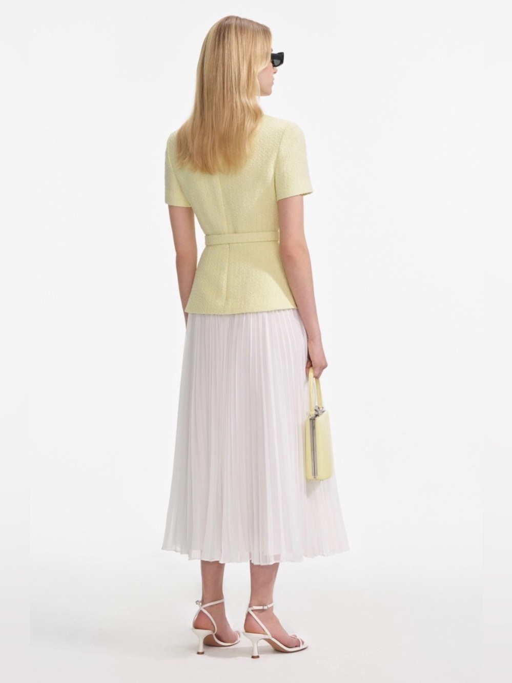 NWT Self-Portrait Yellow Boucle Midi Dress, Size US 0/2/4/6/8/10 - Picture 3 of 13